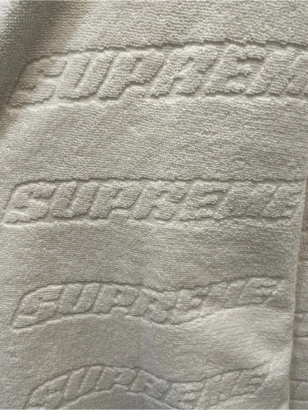 Supreme Off White Embossed Logo Beach Towel